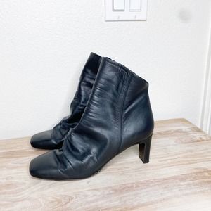 Free People black leather slouchy square toe boots size 40
